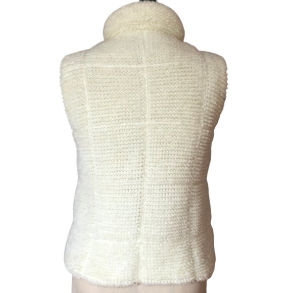 Vtg Cream Knit Quilted Puffer Vest Looped Curly Yarn - Picture 8 of 14